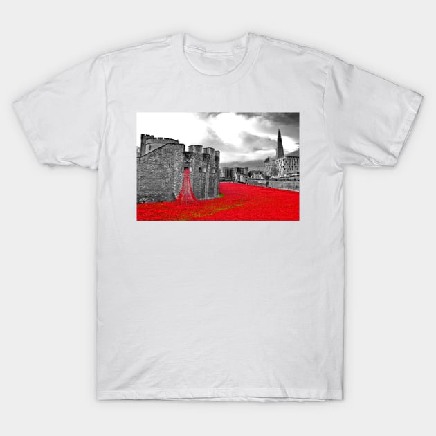 Red Poppies At The Tower Of London T-Shirt by AndyEvansPhotos